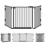 Barriere de securite chien pliable avec porte en acier 3 panneaux modulable fermeture automatique 202,5 x 2 x 76 cm noir