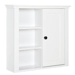 Armoire Murale de Salle de Bain Meuble Suspendu WC Placard 1 Porte 3 niches dim. 53L x 14,5l x 50,5H cm en bois Blanc