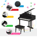 Piano à queue enfant en bois Piano enfant clavier de piano 30 touches - tabouret et pupitre inlus - Instrument de Musique - MDF noir