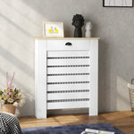 Couvercle de radiateur cache radiateur grille à lattes horizontales avec 2 tiroirs en bois 78l x 19P x 95,5H cm blanc