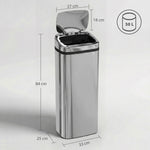Cubo de basura con sensor de movimiento de apertura automática, 1 compartimento de 50 L, de acero inoxidable