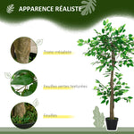 Arbre Artificiel Plante Artificiel ficus Hauteur 1,2 m Tronc Branches Liane Lichen Feuilles Grand réalisme Pot