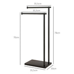 Porte-serviettes sur pied en acier avec 2 barres support pour serviette 35,5l x 20P x 78H cm - noir