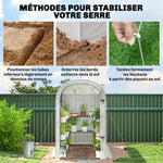 Serre de jardin avec étagères, 123x187x189cm, petite serre avec porte enroulable, bâche PE haute densité 140 g/m², blanc