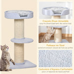 Arbre à chat avec griffoir centre d'activités 2 plateformes coussin bleu clair