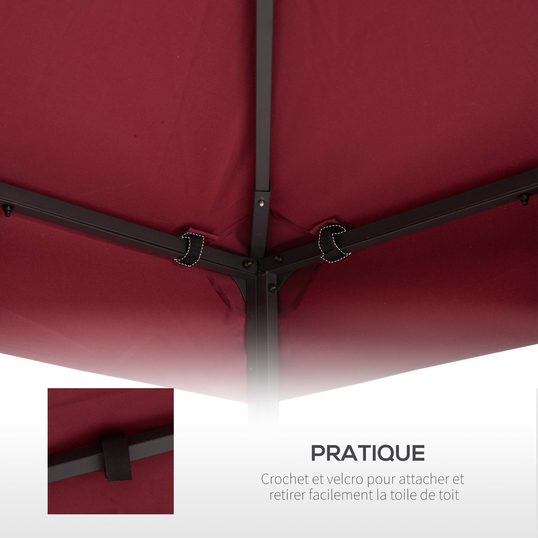 Toit de Remplacement pour pavillon de Jardin Toile de Rechange pour pavillon tonnelle Tente 3 x 3 m Rouge vineux-5