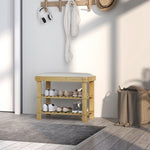 Banc à chaussures en bambou, étagère à chaussures à 3 niveaux, style scandinave, 60 x 29 x 49 cm, crème et bois naturel