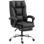 Chaise de bureau ergonomique, fauteuil de bureau inclinable avec repose-pieds, hauteur réglable, pivotante 360°, noir