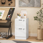 Cajonera de oficina, mueble de almacenaje de madera con 2 cajones y cerradura, barras de suspensión ajustables, 40 x 40 x 71 cm, blanco