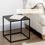 Lot de 2 tables basses gigognes carrées style industriel en métal noir mat - dim. 40 et 35 cm