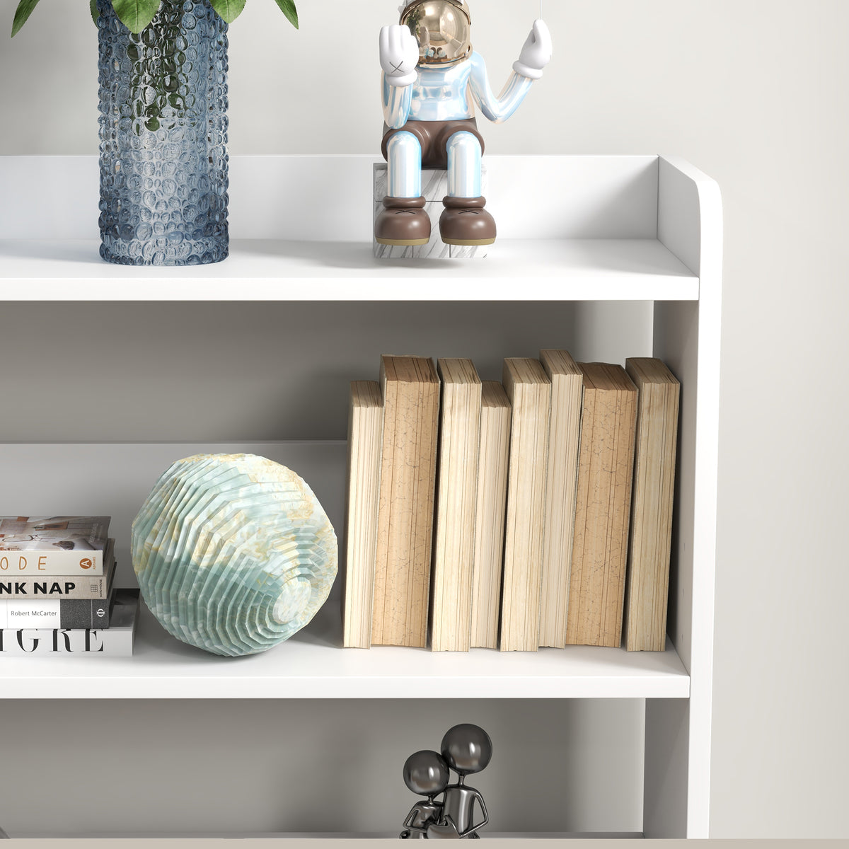 Bibliothèque étagère Meuble de Rangement dim. 90L x 24l x 91H cm 4 Niveaux 3 Panneaux arrières Panneaux de Particules Blanc