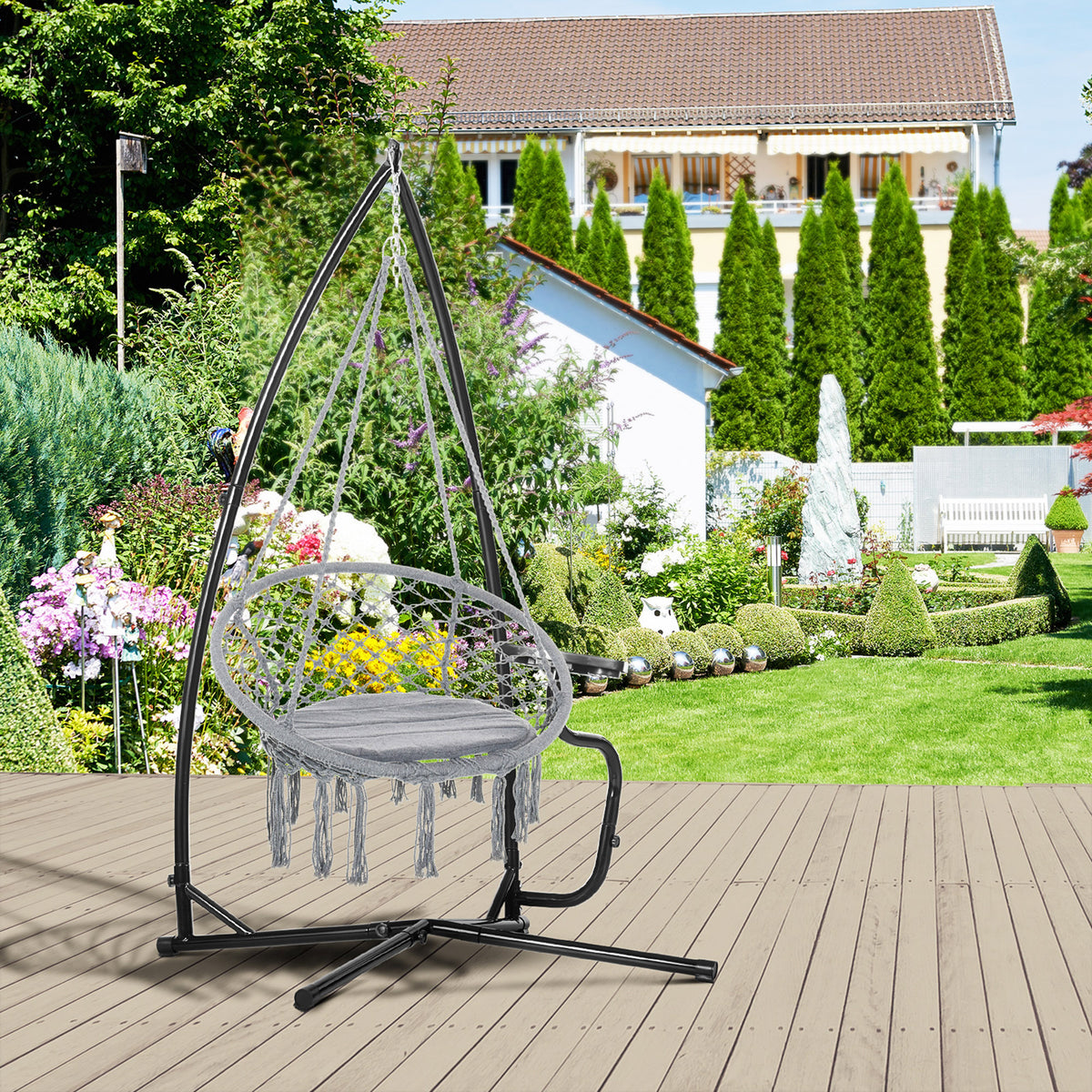 Hanging Chair Stand - Hanging Chair Base - Adjustable Shelf Included - Max 120 Kg