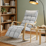 Poltrona a dondolo con poggiapiedi regolabile, sedia a dondolo con gambe in legno di betulla, 67x93x105 cm, grigio chiaro