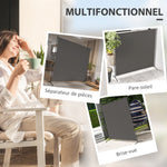 Paravent Extérieur à Panneau Unique, Séparateur de Pièce de 180H cm avec Protection UV30+, Gris Foncé