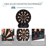 Cible Jeu de fléchettes électronique 27 Jeux Principaux et 202 variations, jusqu'à 8 Joueurs, avec 12 fléchettes Pointes Souples, 30 pointes de rechange, Affichage LED Noir