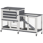 Gabbia per conigli in legno a 2 piani con ruote, 3 vassoi, per 2-3 conigli, 147 x 45 x 89,5 cm, grigio