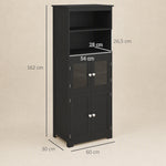 Armoire de cuisine buffet cuisine vaisselier meuble de rangement multi-rangements dim. 60I x 30P x 162H cm noir