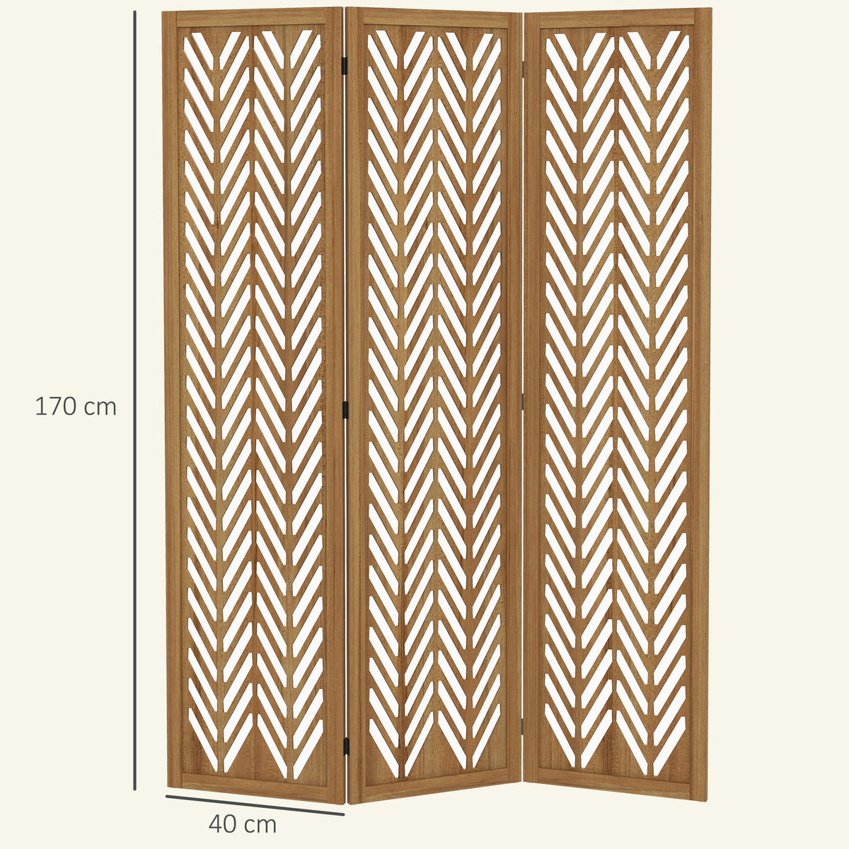 Paravent en bois ajouré séparateur de pièce closion intérieur pliable 3 panneaux en bois 120 x 170 cm naturel