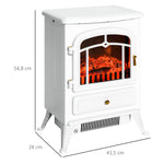 Cheminée électrique à Effet de Flamme poêle Style rétro Thermostat 950-1850 W Anti surchauffe blanc