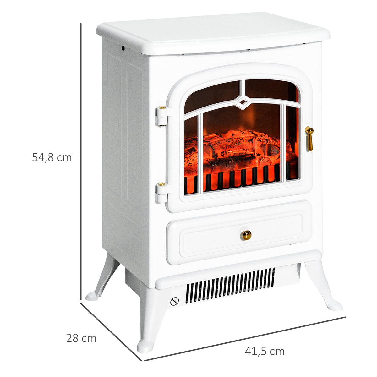 Cheminée électrique à Effet de Flamme poêle Style rétro Thermostat 950-1850 W Anti surchauffe blanc