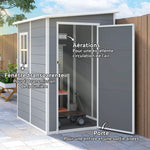 Tuinhuisje 1,54 m² voor gereedschap, afsluitbare deur, ventilatie en raam, afm. 122L x 149B x 192/177H cm, grijs