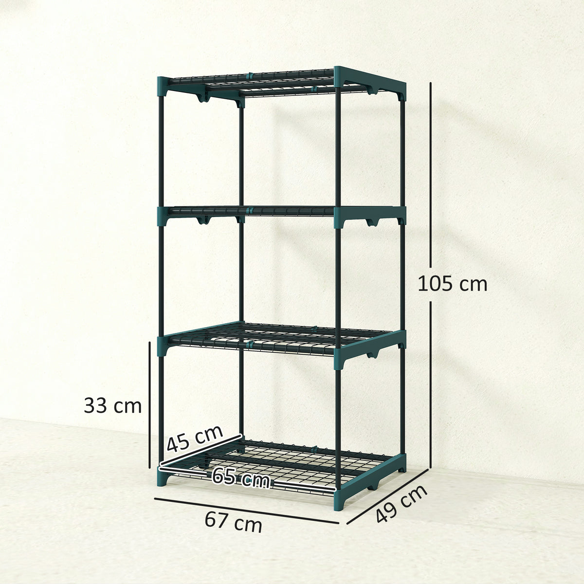 Étagère à fleurs en acier 4 niveaux intérieur et extérieur support de plantes pour jardin balcon salon 67x49x105cm vert