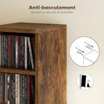 Set di 2 scaffali a colonna armadietto porta CD-DVD 12 scomparti 21 x 22,5 x 88,5 cm capacità 204 CD marrone
