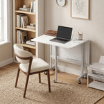 Mesa de Comedor Plegable con Ruedas para 4-6 Personas 120 cm, Ruedas con Frenos, 2 Abatibles, Estilo Industrial, Blanco
