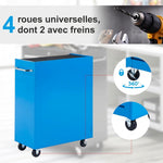 Werkstattwagen auf Rollen, Werkzeugschrank aus Stahl, 5 Schubladen, abschließbar, 2 Schlüssel, 61,5 x 33 x 82,5 cm, blau
