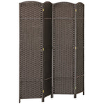 Paravent interieur en bois 4 panneaux 160 x 170 cm séparateur de pièce pliable pour salon, chambre à coucher, marron
