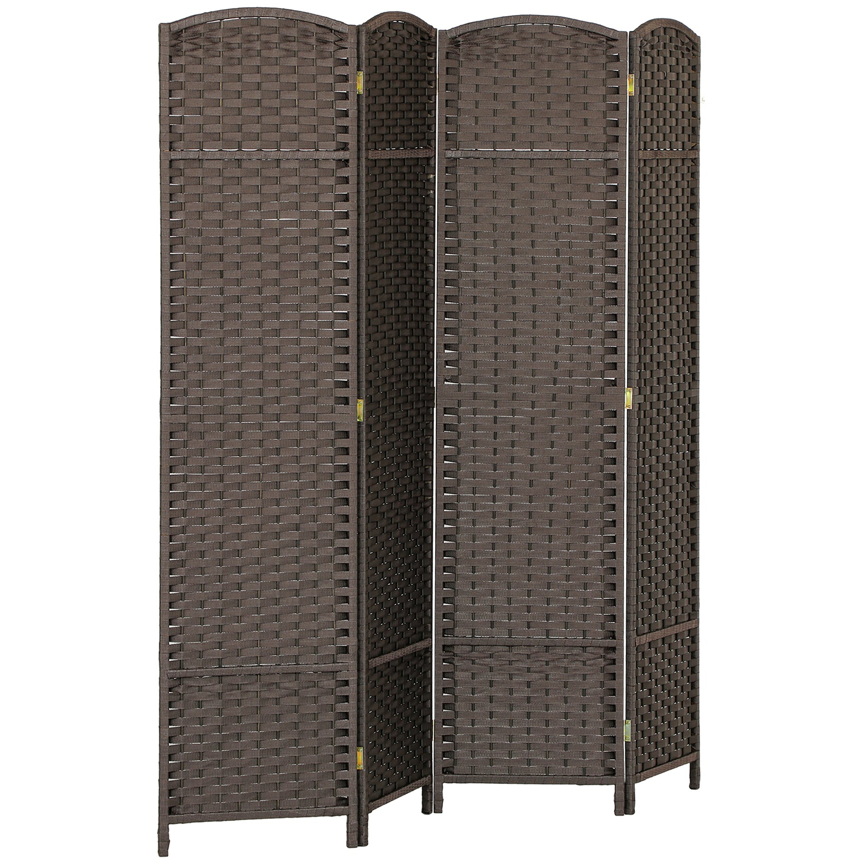 Paravent interieur en bois 4 panneaux 160 x 170 cm séparateur de pièce pliable pour salon, chambre à coucher, marron