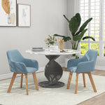 Lot de 2 chaises de salle à manger Fauteuil Assise rembourrée en tissu effet velours Pieds en bois, bleu