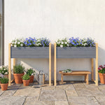 Carré Potager avec pieds Lit de Jardin Surélevé 4 trous de drainage et Tissu non tissé,  98 x 37 x 90 cm, gris