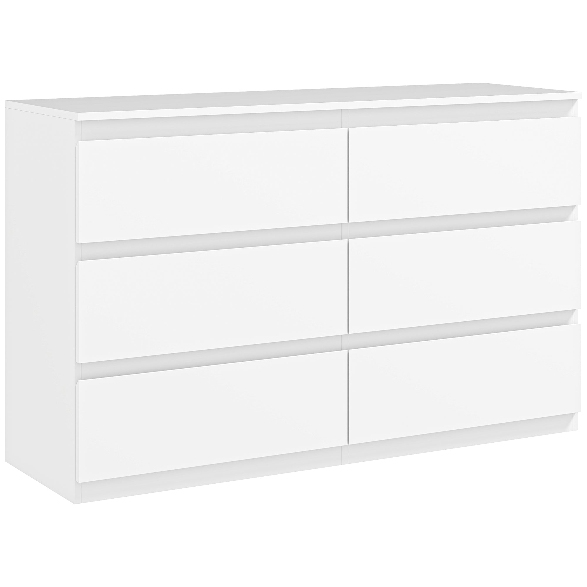 Commode 6 tiroirs meuble de rangement sans poignées design minimaliste 120 x 39 x 75 cm blanc