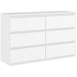 Commode 6 tiroirs meuble de rangement sans poignées design minimaliste 120 x 39 x 75 cm blanc