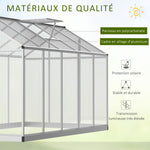 Serre de jardin en aluminium polycarbonate, serre avec fenêtres supérieures réglables, porte battante, abri extérieur résistant aux intempéries pour plante fleur, 303x183x195 cm, transparent