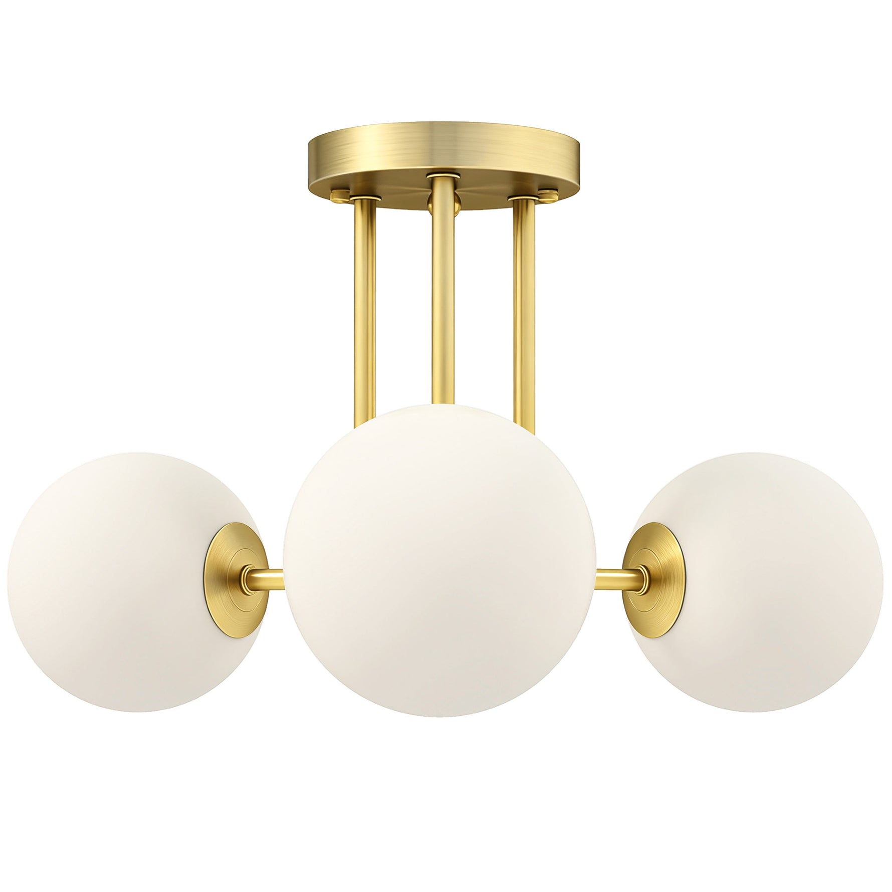 Plafonnier LED 25W, luminaire plafonnier 3 lumières avec douilles G9, abat-jour globe, 42 x 42 x 26,5 cm, doré