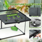 Boîte à reptiles boîte d'élevage de reptiles habitat de terrarium couvercle coulissant treillis métallique thermomètre