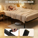 Cadre de lit 90 x 200 cm avec sommier en métal, lit simple avec rangement au-dessous, sans bruit, montage facile, noir