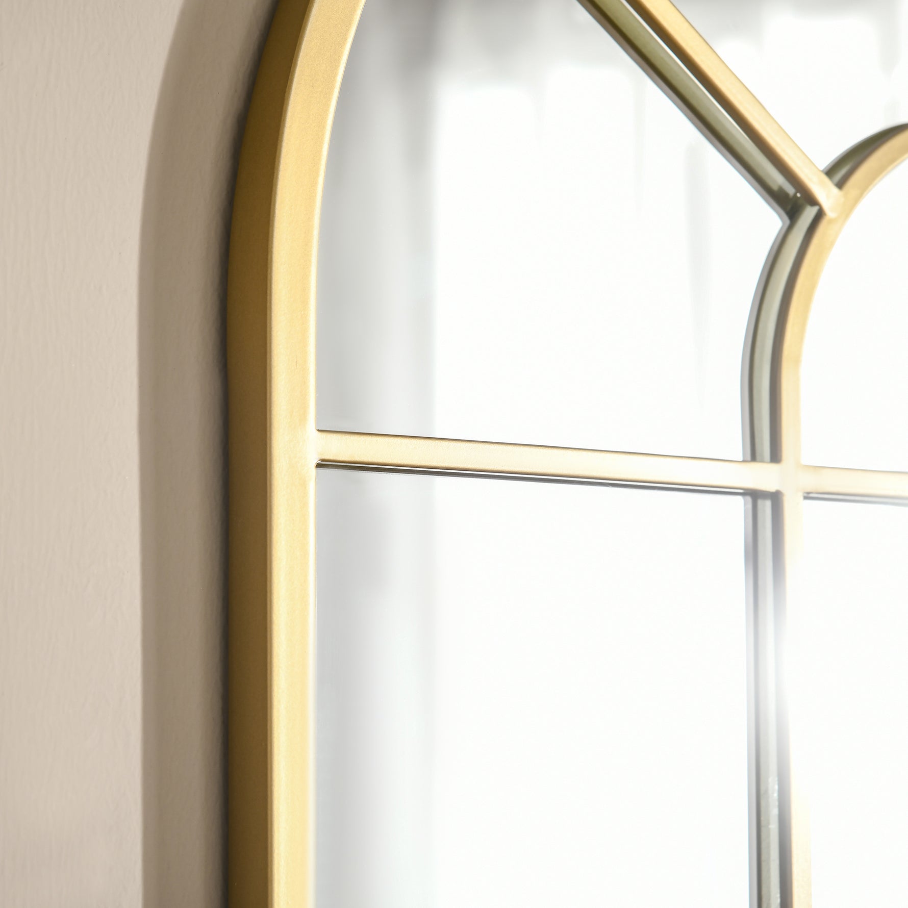 Miroir mural en métal cadre doré en forme de voûtée – 70 x 50 cm – décoration pour entrée ,chambre à coucher, salon