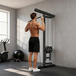 Appareil de musculation mural, station de traction, poulie haute et basse, 2 poulies, en acier, 75 x 16 x 192 cm, noir