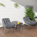 Salon de Jardin extérieur en résine tressée 2 personnes ensemble de meubles de jardin coussins de 15 cm d'épaisseur gris