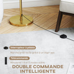Lampadaire sur pied salon, lampe sur pied dimmable avec télécommande, abat-jour en lin, hauteur réglable 133-168cm, doré
