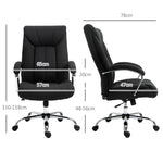 Fauteuil de bureau, chaise de bureau ergonomique, hauteur réglable, dossier haut, fonction de bascule, 65x78x118cm, noir