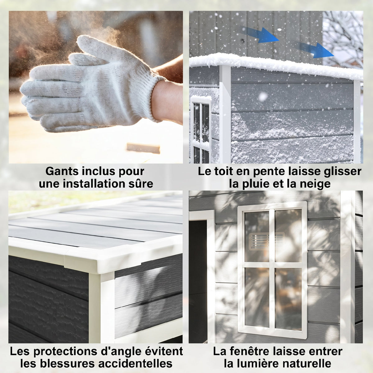 Abri de jardin 1,14 m² pour outils - porte verrouillable, aération et fenêtre - dim. 151L x 92l x 193H cm  - plastique, gris