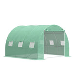 Serre de jardin 9 m² serre tunnel de jardin 3 x 3 x 2 m avec porte enroulable et 6 fenêtres en maille en acier PE vert