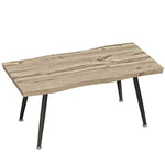 Table basse, table d'appoint moderne avec pieds en acier et plateau épais de 4 cm, 100 x 50 x 45 cm, chêne et noir
