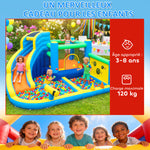 Château gonflable avec souffleur 8 en 1, parc aquatique, toboggan, trampoline, piscine à balles, oxford, multicolore
