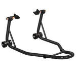 Support béquille de moto arrière support de roue lève moto arrière sur roulettes avec bobine de bras oscillant U, noir