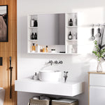 Armoire murale salle de bain avec miroir, meuble salle de bain, 7 étagères ouvertes et placard,100 x 15 x 70 cm, blanc